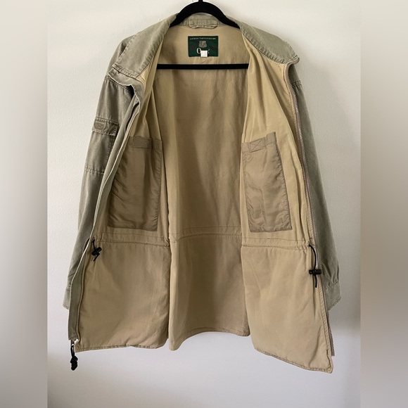 Vtg Orvis Safari Jacket Mens L Hunting Fly Fishing Khaki Barn Chore Utility Coat - Picture 5 of 8